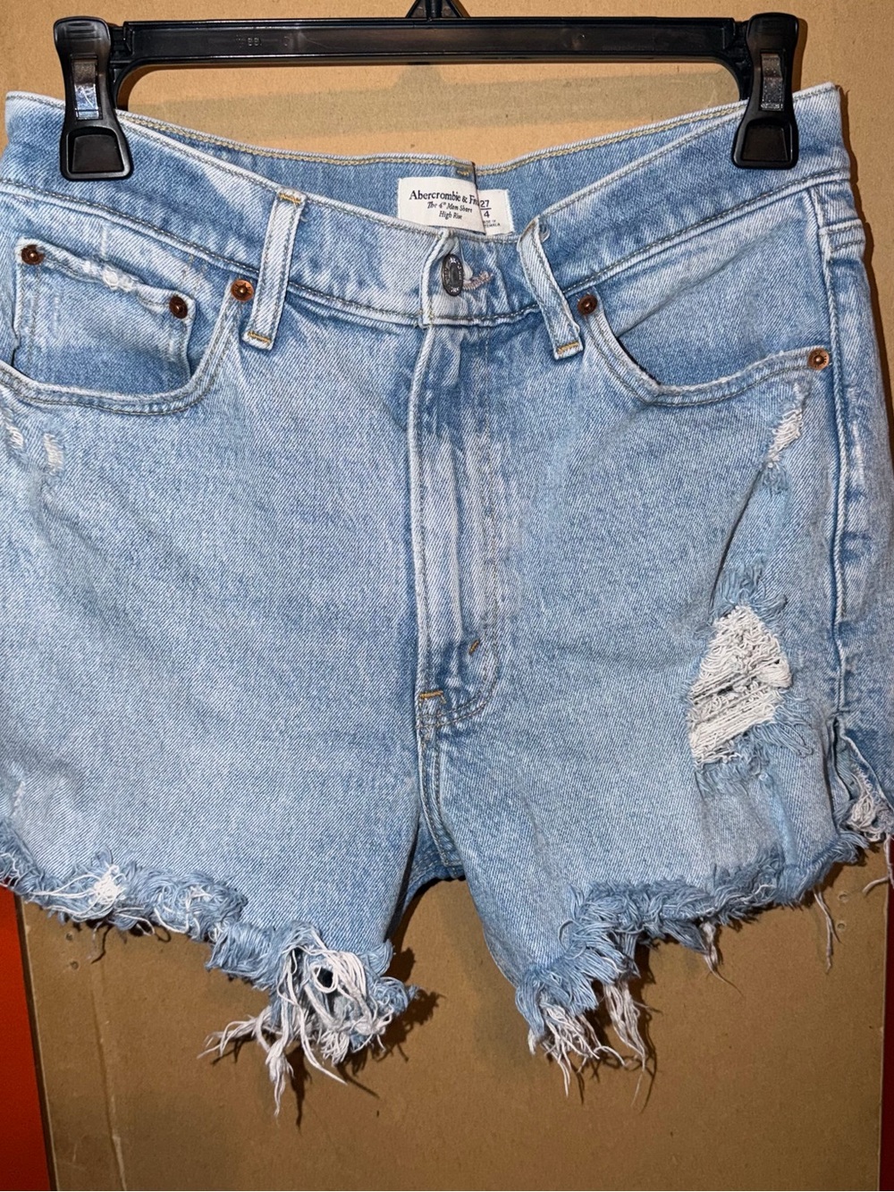Abercrombie & Fitch Light Wash Distressed Denim Cutoff Shorts
